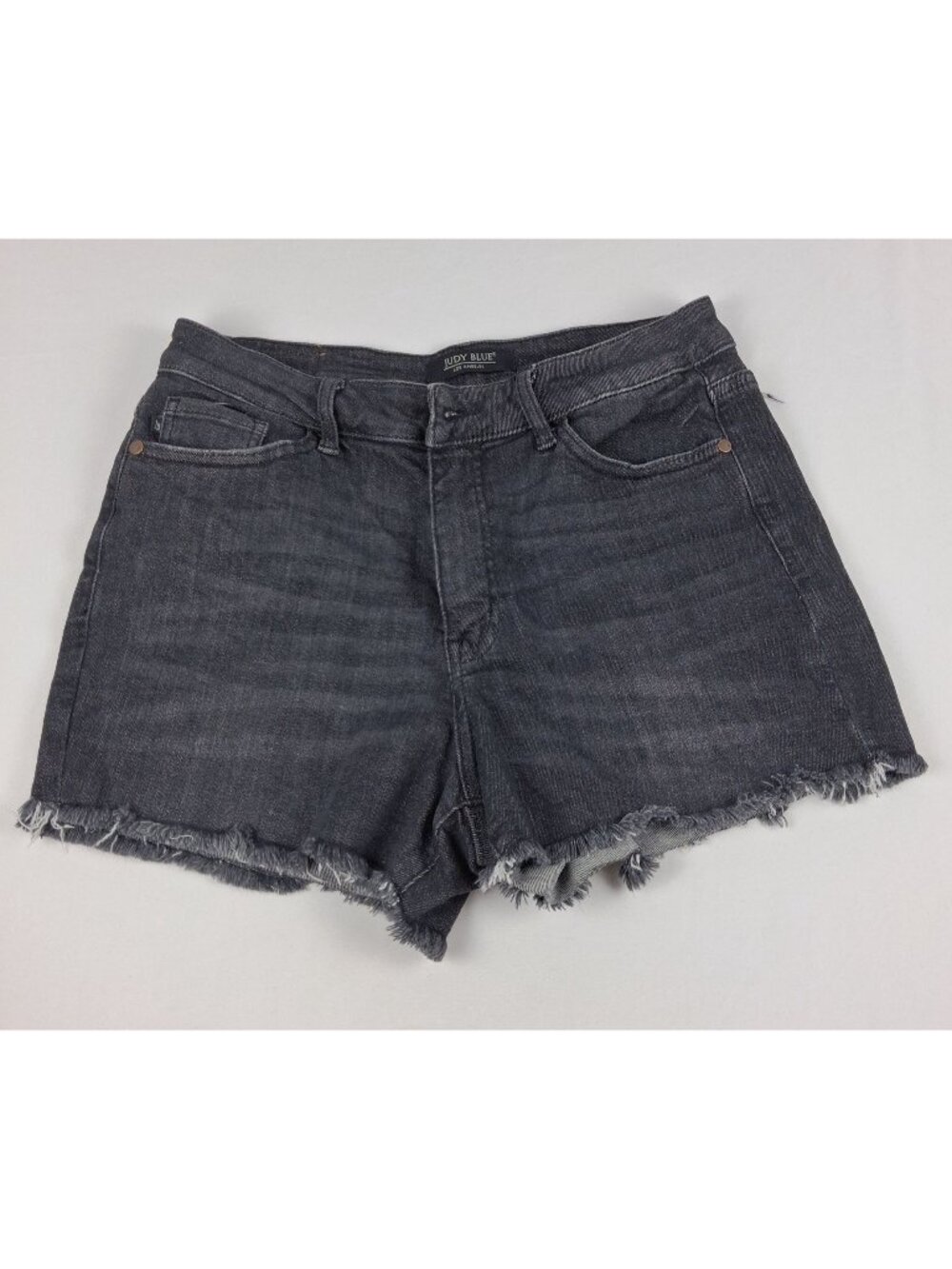 Judy Blue Womens Size 30 Distressed Black Denim Shorts Raw Frayed Hem